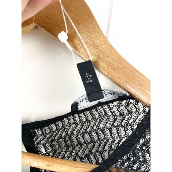 NWT $318 Eileen Fisher Sheer Hemp Herringbone Lace Open Knit Tank Dress Black - Picture 13 of 14